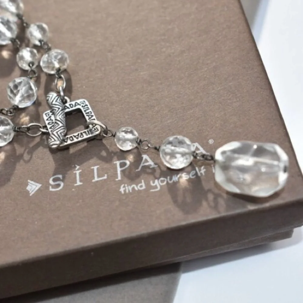 Silpada Sterling Silver Glass Bead Nugget Toggle Necklace 35” long - Picture 8 of 12